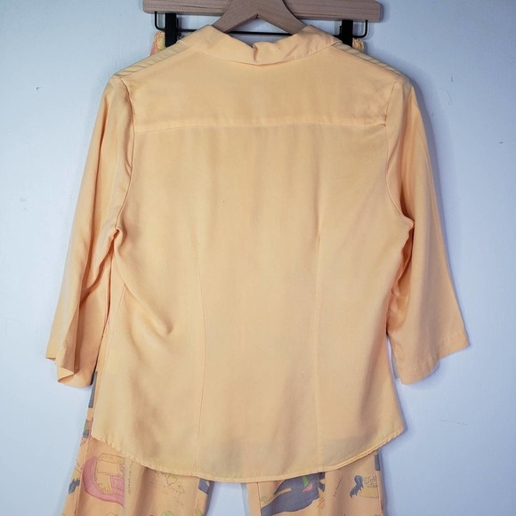 Fresh Produce Tencel 2pc Set Outfit Button Front Top Capris S Light Orange - Picture 6 of 14